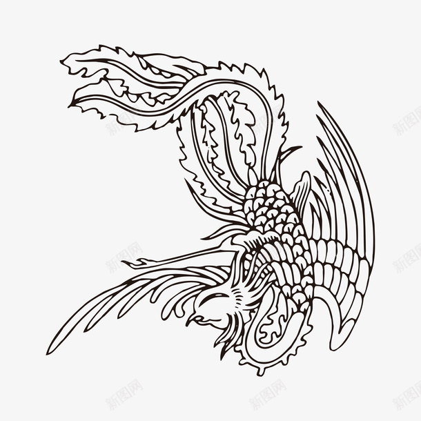 凤凰元素png免抠素材_新图网 https://ixintu.com 吉祥 凤凰 国潮 黑白