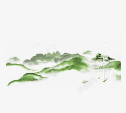 青山绿色水墨中国风素材