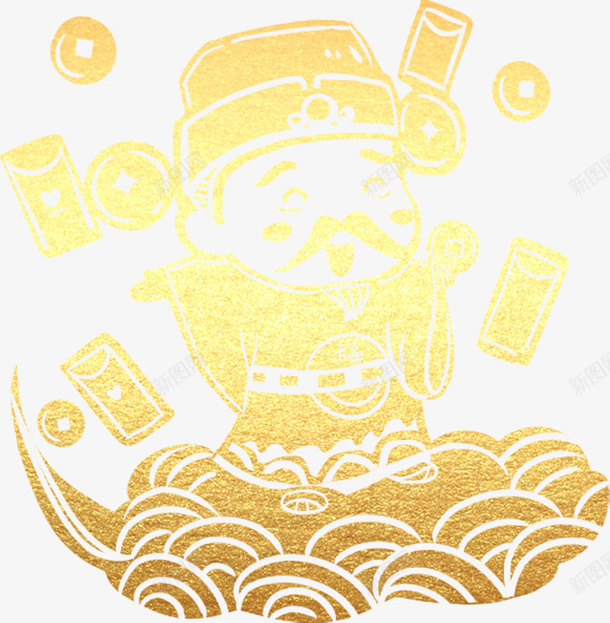 金色财神财神爷钱币铜钱祥云png免抠素材_新图网 https://ixintu.com 中国风 祥云 红包 财神爷 金漆财神像 金色财神 钱币 铜钱
