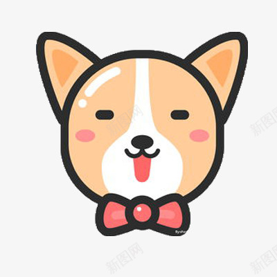 领带狗子卡通可爱png免抠素材_新图网 https://ixintu.com 卡通 狗 狗鼻子 红色蝴蝶结 黄色 黄蝶