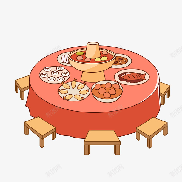 团圆饭火锅桌子png免抠素材_新图网 https://ixintu.com 中秋团圆饭 团圆 桌子 火锅 饭