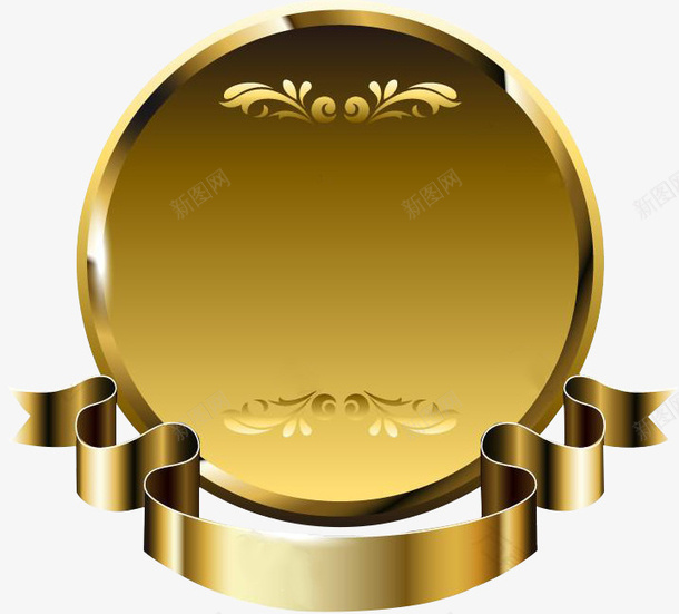 金色闪光空白奖牌png_新图网 https://ixintu.com 金色 奖牌 闪光 空白 渐变 精致