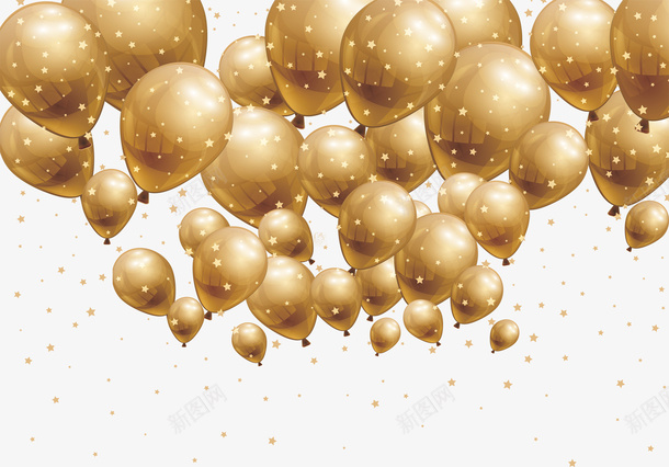 金色气球卡通喜庆节日psd免抠素材_新图网 https://ixintu.com 喜庆装饰 金色的气球气球 气球墙 节日 金色