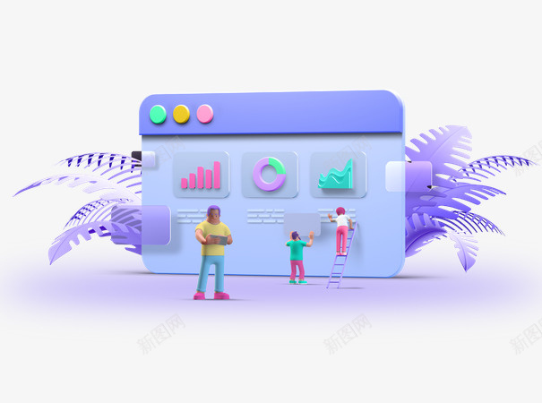 互联网数据插画png免抠素材_新图网 https://ixintu.com 插画 互联网 数据 背景