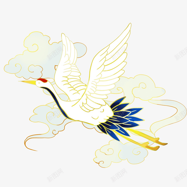 国潮仙鹤祥云元素psd免抠素材_新图网 https://ixintu.com 国潮 仙鹤 祥云 元素