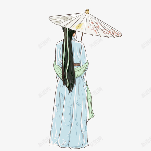 古风人物打伞背影psd免抠素材_新图网 https://ixintu.com 人物 古风 打伞 撑着雨伞的 汉服 背影