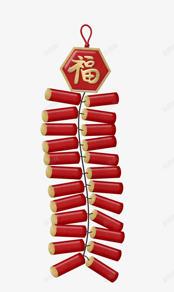 春节鞭炮福字素材png免抠素材_新图网 https://ixintu.com 鞭炮 红色 福 春节