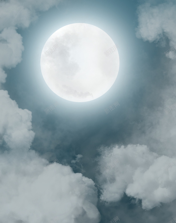 夜里天空的月亮png免抠素材_新图网 https://ixintu.com 天空 黑夜 月色 月亮 云