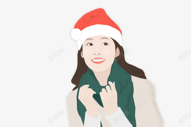 圣诞甜美可爱手绘美女png免抠素材_新图网 https://ixintu.com 手绘 圣诞节 美女 小说 装饰