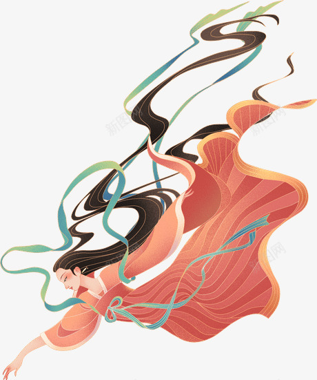 国潮金线七夕完整插画织女12png免抠素材_新图网 https://ixintu.com 国潮 金线 七夕 完整 插画 织女