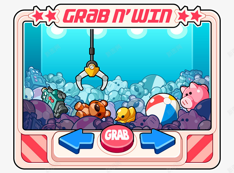 Grab n Win Claw crane game designed for the Metropolis at Metrotown website 2016插画png免抠素材_新图网 https://ixintu.com 插画