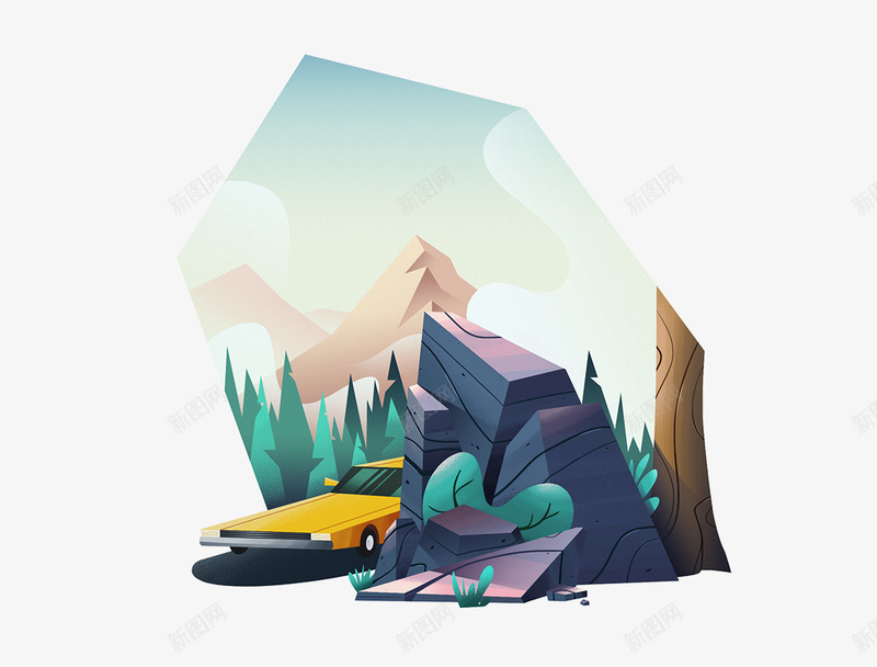 ROADTRIP Personnal piece did over the weekend Inspired by my recent rage to get away and travelB5插画png免抠素材_新图网 https://ixintu.com 插画