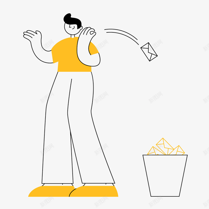 人物丢弃信件插画png免抠素材_新图网 https://ixintu.com 人物 丢弃 信件 插画