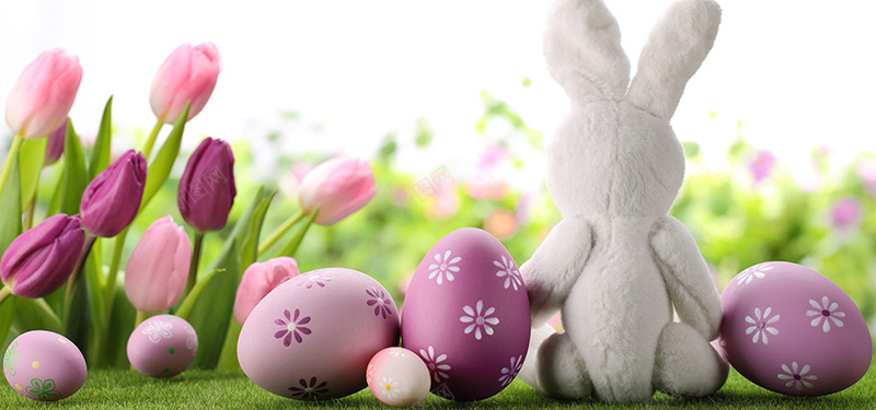 可爱兔子粉色复活节背景
