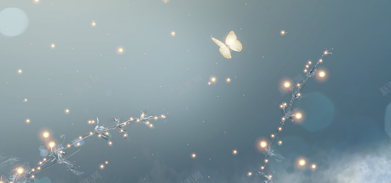 梦幻金蝴蝶背景装饰jpg设计背景_新图网 https://ixintu.com 渐变发光 背景装饰 金蝴蝶 树枝 梦幻 海报banner