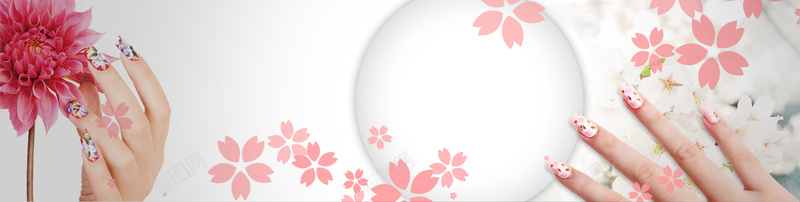 美甲广告psd设计背景_新图网 https://ixintu.com 美甲 装饰 广告 清新 花瓣 海报banner 文艺 小清新 简约