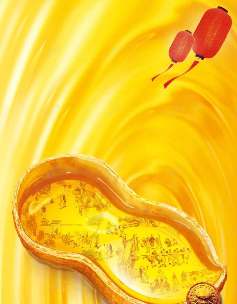 金黄色素材背景欣赏psd设计背景_新图网 https://ixintu.com 黄色背景 花生油 大气 开心 灯笼 H5素材 高兴