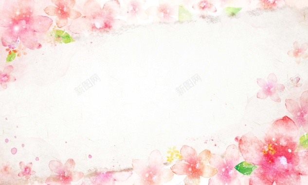 水彩手绘粉色花朵背景背景