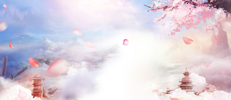 桃花节文艺梦幻花瓣大气粉bannerpsd设计背景_新图网 https://ixintu.com 桃花节 桃花 文艺 小清新 浪漫 梦幻 粉色 春天 春季 素材 广告 设计 背景 大气 太阳 花瓣