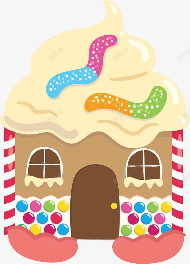 卡通糖果奶油小屋ai免抠素材_新图网 https://ixintu.com 矢量png 蛋糕 蛋糕小屋 奶油蛋糕 彩色糖果 糖果小屋