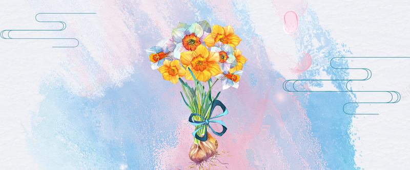 水彩花束彩色手绘bannerpsd设计背景_新图网 https://ixintu.com 水彩画 彩色 手绘 水彩 花束 渐变 云纹 文艺 简约 唯美