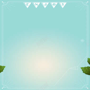 清新边框蓝色植物主图背景