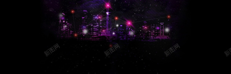 电商炫酷城市背景bannerpsd设计背景_新图网 https://ixintu.com 光束 梦幻 浪漫 海报banner 炫酷 紫色 霓虹PSD 霓虹灯 黑色