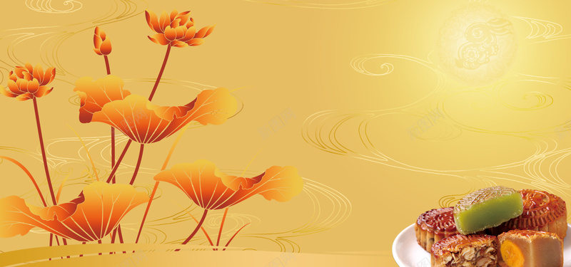 中秋节金色荷花bannerpsd设计背景_新图网 https://ixintu.com 中秋节banner 中秋 风景 活动 促销 淘宝 1920PX 环保 月饼 海报banner 中国风