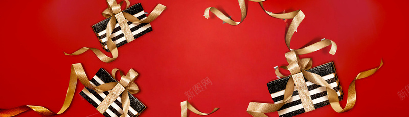 礼物装饰背景素材bannerjpg设计背景_新图网 https://ixintu.com 红色背景 背景素材 礼物盒 丝带 装饰 海报 大气 banner