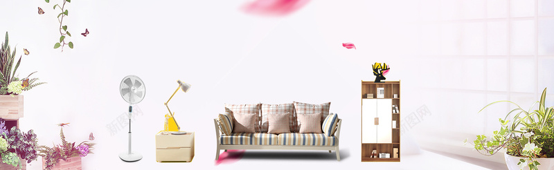 布艺沙发大促销简约花瓣白色背景psd设计背景_新图网 https://ixintu.com 家装海报 装修建材 家装节 装修节 几何 房屋装修 素材 广告 设计 背景 温馨家居