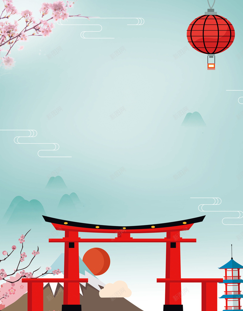 简约樱花花瓣建筑日本扁平灯笼背景素材psd设计背景_新图网 https://ixintu.com 建筑 日本 樱花 简约 花瓣 扁平 灯笼 背景 素材