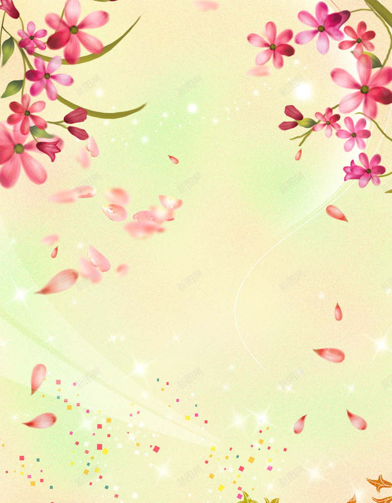 黄色花瓣梦幻妇女节背景jpg设计背景_新图网 https://ixintu.com 三八妇女节 节日背景 母亲节 婚庆 贺卡 海报素材 梦幻 浪漫 温馨 黄色 花瓣 花卉