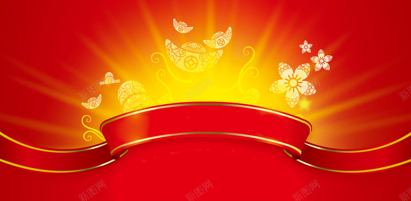 唯美红色元宝背景psd设计背景_新图网 https://ixintu.com 金色 红色 红绸 金子 激情 元宝 狂欢