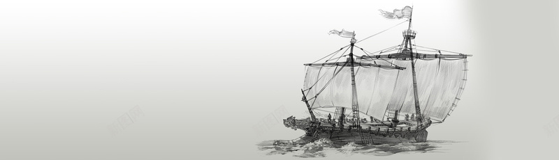 手绘海盗船banner创意设计jpg设计背景_新图网 https://ixintu.com 纯色 风景 色彩 小清新 环保 海报banner 其他