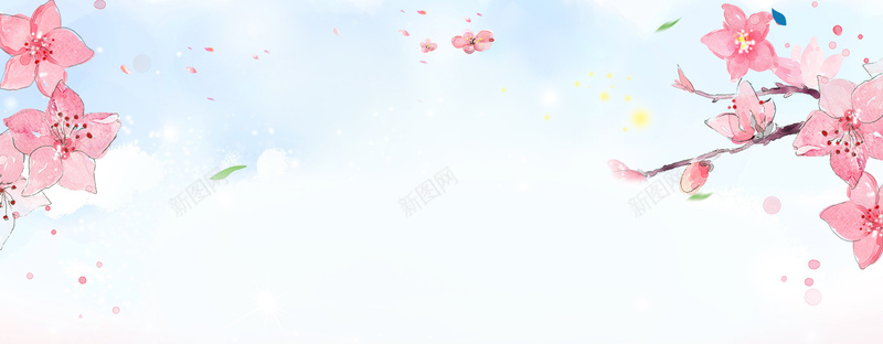粉色花瓣渐变白色banner背景psd设计背景_新图网 https://ixintu.com 粉色花瓣 文艺 梦幻 浪漫 花瓣 小清新 简约 花 花朵 素材 广告 设计 背景 蓝天 白云 星光