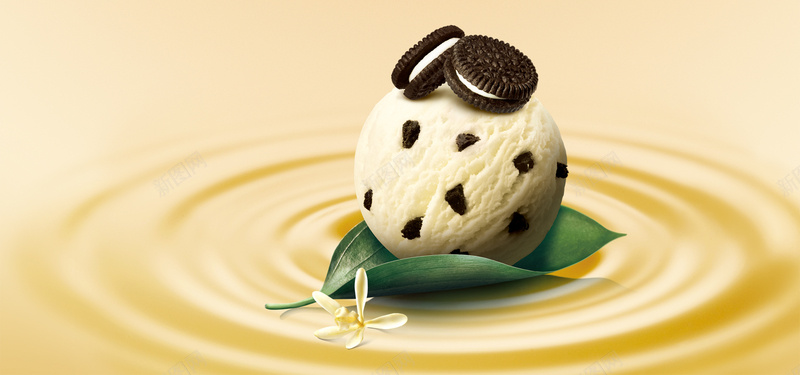 淘宝食品巧克力冰淇淋海报背景bannerpsd设计背景_新图网 https://ixintu.com 食品 巧克力 冰淇淋 海报 背景 黄色 绿叶 德芙