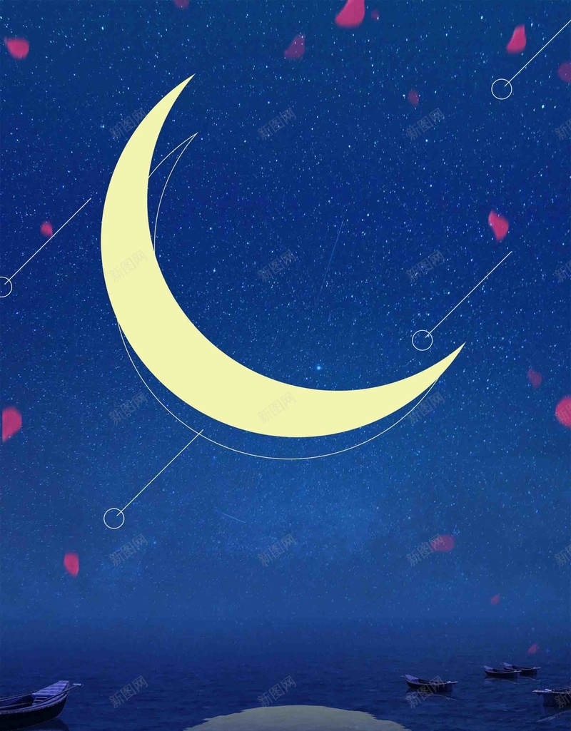 夏季季末清仓星空海报背景模板psd设计背景_新图网 https://ixintu.com 夏季促销 季末清仓 背景模板 星空 海报 蓝色 月亮 漂浮花瓣 夏季清仓 简约