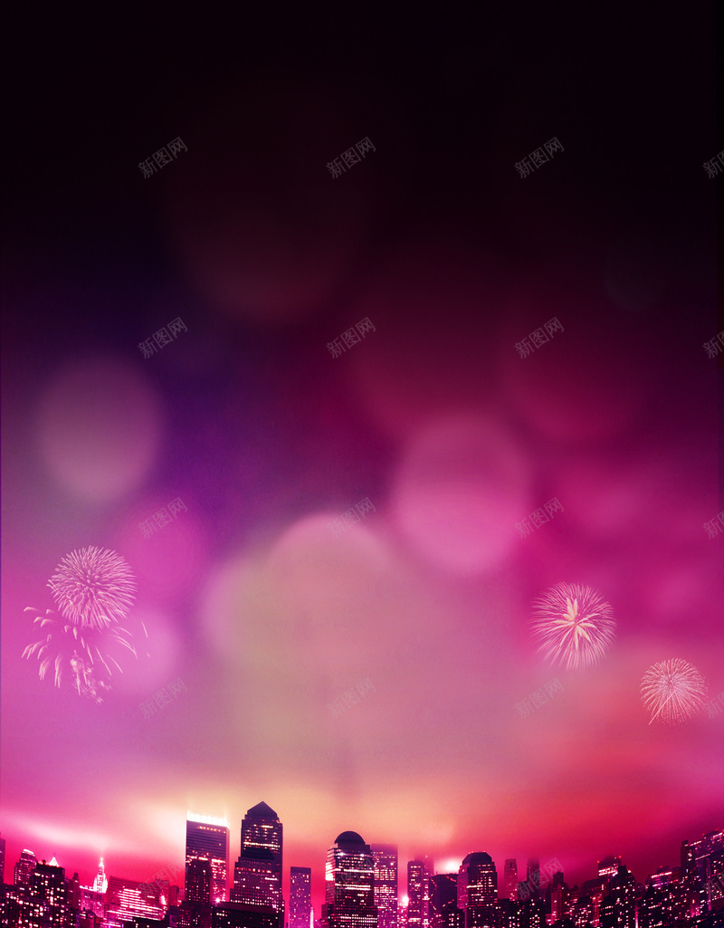 春节海报psd设计背景_新图网 https://ixintu.com 2017金鸡报春 万事如意 城市夜景 春节快乐 灯火阑珊 灯笼 烟花 春节 过年 大气