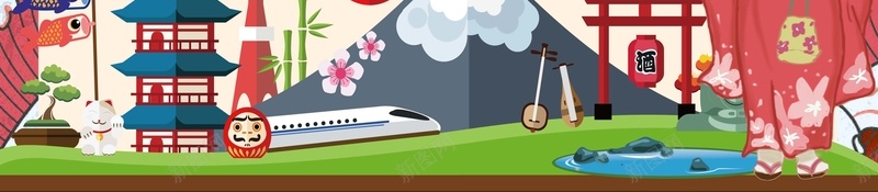 手绘日本樱花季旅游海报psd设计背景_新图网 https://ixintu.com 日式樱花 樱花季 手绘 日本 樱花 日本旅游 日本女孩 日本建筑 边框