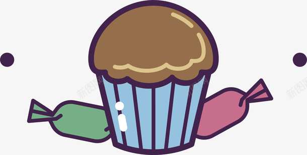 卡通零食免抠图标png免抠素材_新图网 https://ixintu.com 矢量图标 扁平化 彩色底纹 小蛋糕 卡通糖果 设计图