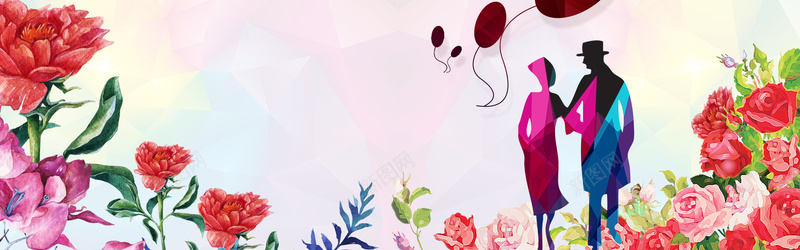 情人节手绘红色海报banner背景psd设计背景_新图网 https://ixintu.com 情人节 爱情 恋爱 卡通 手绘 鲜花 玫瑰 气球 人物 夫妻 情侣 红色 海报 banner 背景
