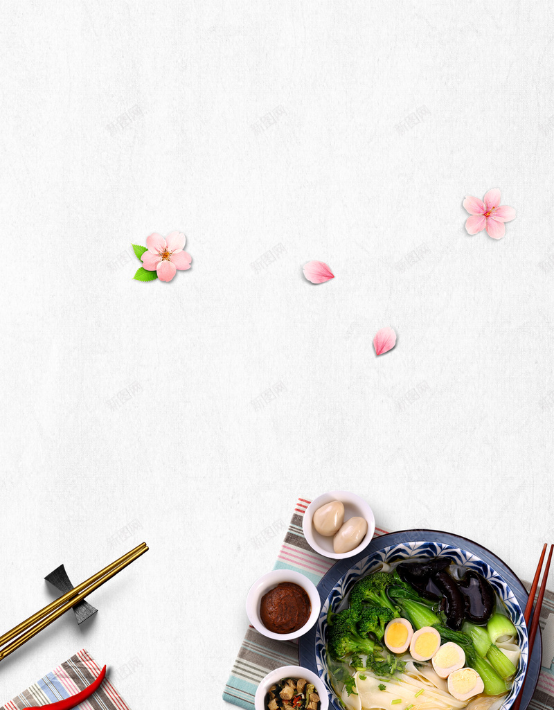 冷面美食简约海报psd设计背景_新图网 https://ixintu.com 冷面海报 韩式美食 凉面 开业 美食 韩国冷面 韩国料理 花瓣 餐饮 筷子