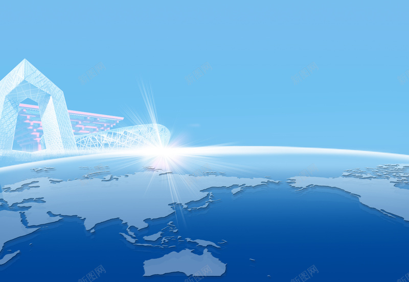 蓝色背景商务科技地图平面广告psd设计背景_新图网 https://ixintu.com 平面广告 蓝色背景 商务 地图 科技 光芒 电子商务 互联网 城市建筑