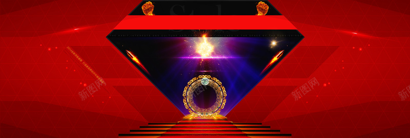 红色炫酷海报背景psd设计背景_新图网 https://ixintu.com 几何形 星光 炫酷 红色 舞台 海报banner 扁平 渐变 几何