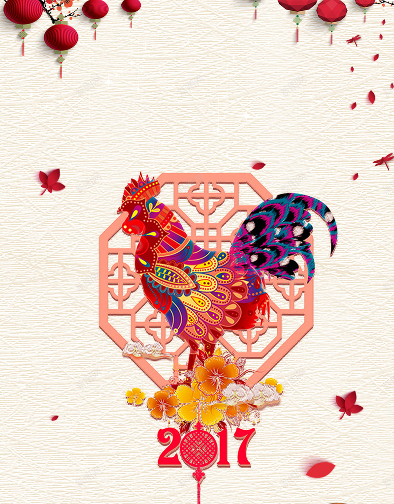 2017中国年春节H5背景psd分层下载jpg设计背景_新图网 https://ixintu.com 2017 春节 中国年 鸡年 新年 中国风 拜年 花瓣 灯笼 水波纹 金童玉女 花枝 挂饰 公鸡