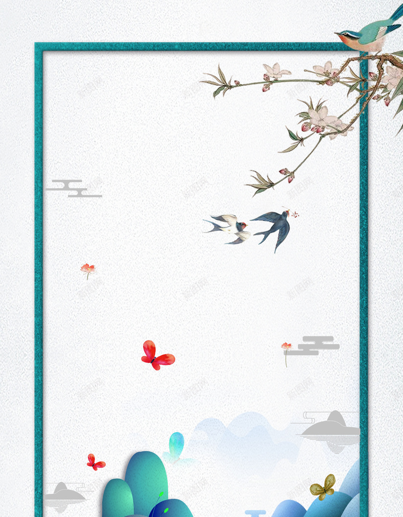 中国风背景素材免费下载jpg设计背景_新图网 https://ixintu.com 创意设计 卡通 四月 小清新促销海报 春天 春季促销 水彩 清新海报 漫画 燕子 黑色燕子
