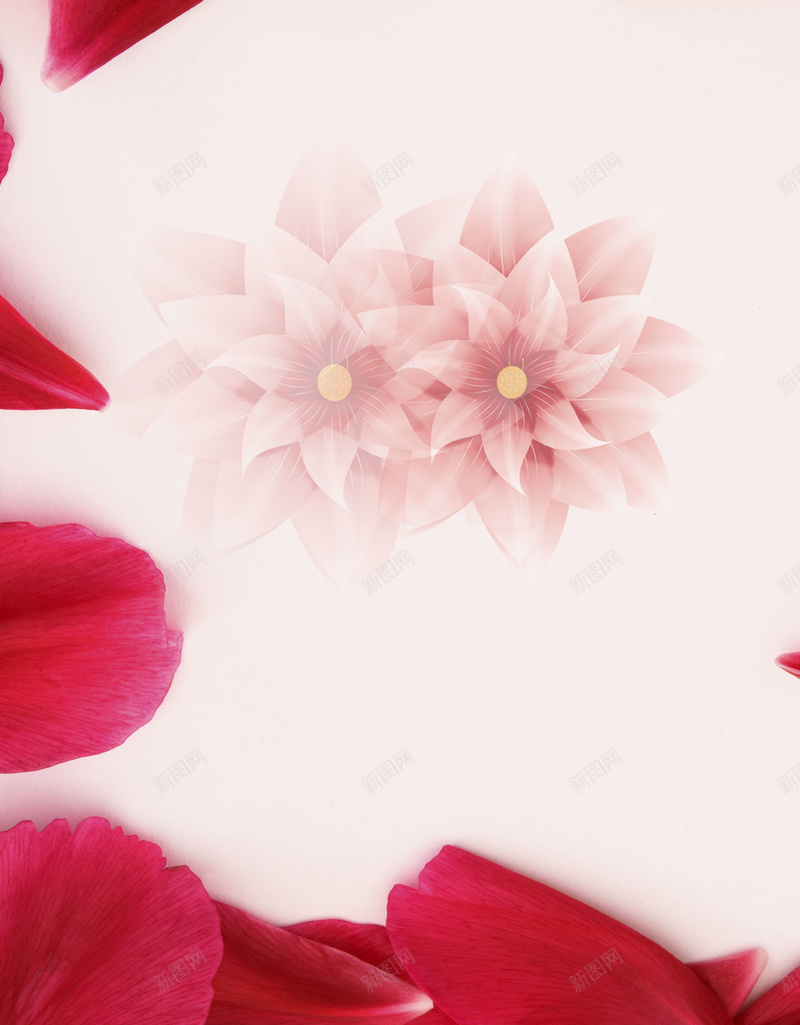 红色花瓣海报背景psd设计背景_新图网 https://ixintu.com 女人 红色 花卉 花瓣 花 文艺 小清新 简约