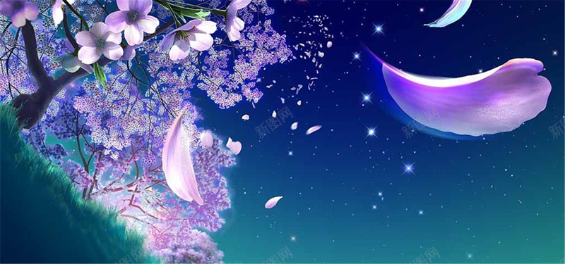 梦幻卡通樱花树背景