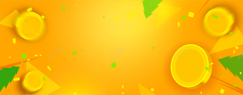 水果圣诞背景psd设计背景_新图网 https://ixintu.com 黄色 金色 金币 松树 海报banner 扁平 渐变 几何