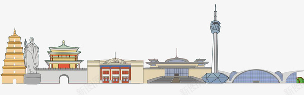 西安城市剪影png_新图网 https://ixintu.com 西安 城市 剪 影